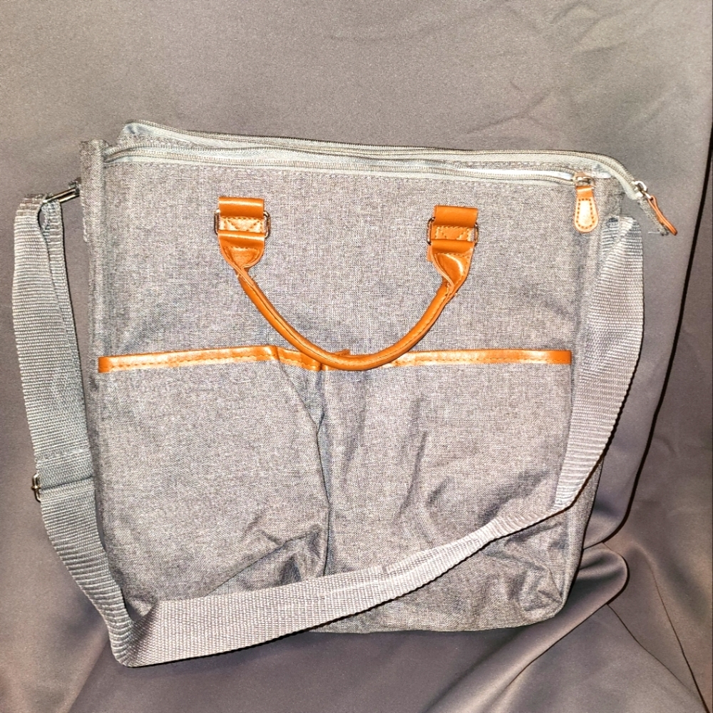 ~NWT! MOTIF MAYLILLY Gray Brown Travel Diaper Large Shoulder Tote Bag
